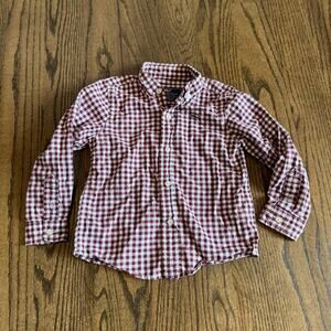 Vineyard Vines Boys Red White Checkered Long Sleeve Button Up Shirt Size 3T